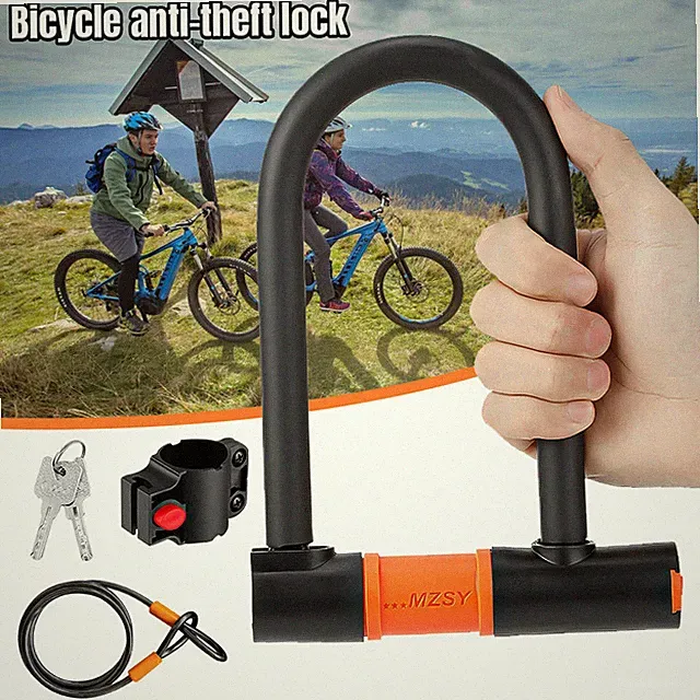 Bike Lock Heavy Duty Anti Theft Bicycle U Lock w/ Bracket 4ft Steel Cable New