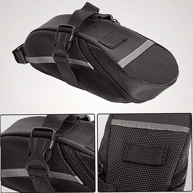 1Pcs Black Waterproof Bicycle Saddle Bag Rear Seat Tool Storage Pouch