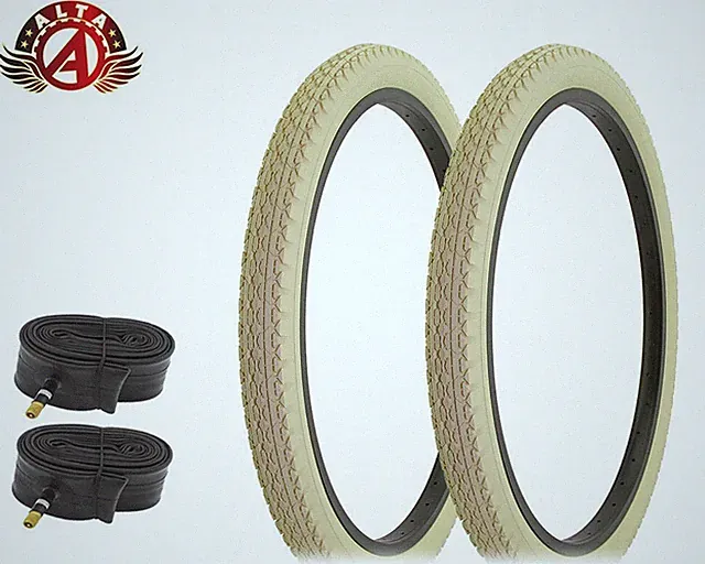 2 ALTA BICYCLE CRUISER DURABLE TIRE 24 x 2.125 CREAM HEAVY DUTY DIAMOND W/Tubes.