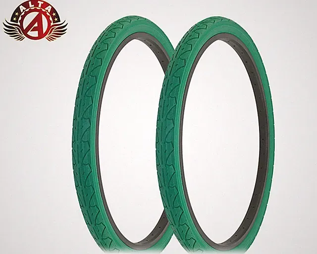 2 ALTA BICYCLE CRUISER DURABLE TIRES 26 x 1.95 GREEN CITY CAVALIER SLICK TREAD.