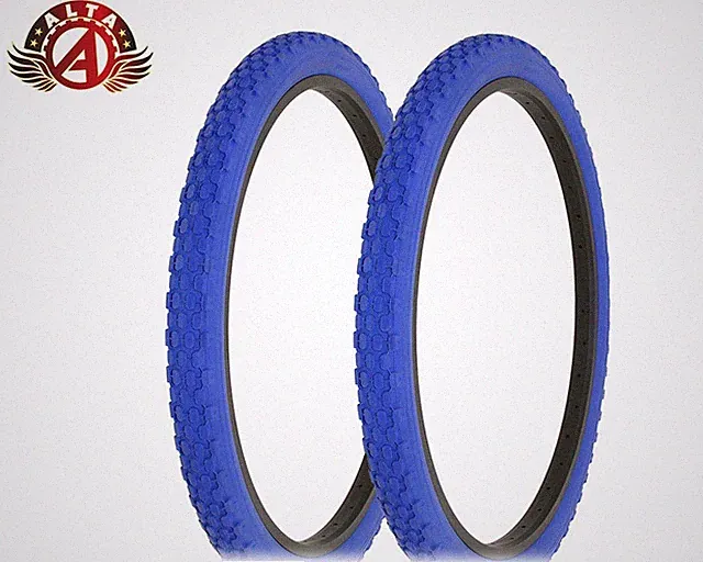2 ALTA BICYCLE WIRE BEAD DURABLE CRUISER BLUE TIRES 26x 2.125 ROUGH KNOBBY TREAD