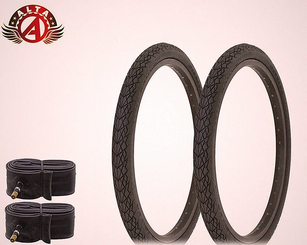 2 ALTA DURABLE BICYCLE WIRE BEAD TIRES 20 x 1.50 BLACK SLICK TREAD W/TUBES.