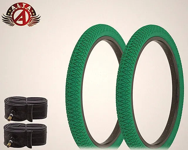 2 Alta DURABLE BMX BICYCLE 20" x 1.95" X-PERFORMER FREESTYLE GREEN TIRE W/TUBES.