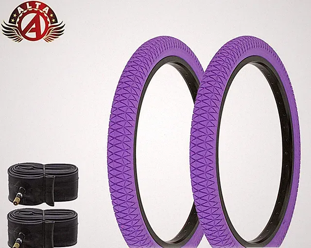 2 Alta DURABLE BMX BICYCLE 20" x 1.95" X-PERFORMER FREESTYLE PURPLE TIRE W/TUBES