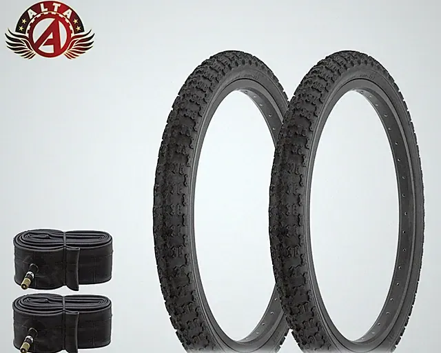 2 Alta Performance BMX BICYCLE 20" x 2.125" Black DURABLE COMP III TIRES W/TUBES