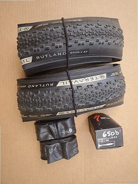 (2) Teravail Rutland Gravel Tires, 650bx47, Tubeless Folding, Durable, w/tubes