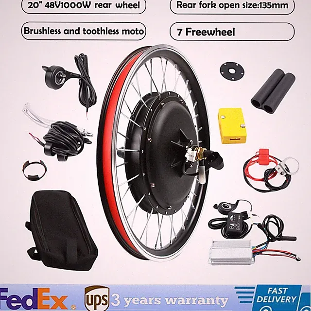 20 Inch eBike Electric Rear Wheel Hub Motor Bicycle Conversion Kit 48V