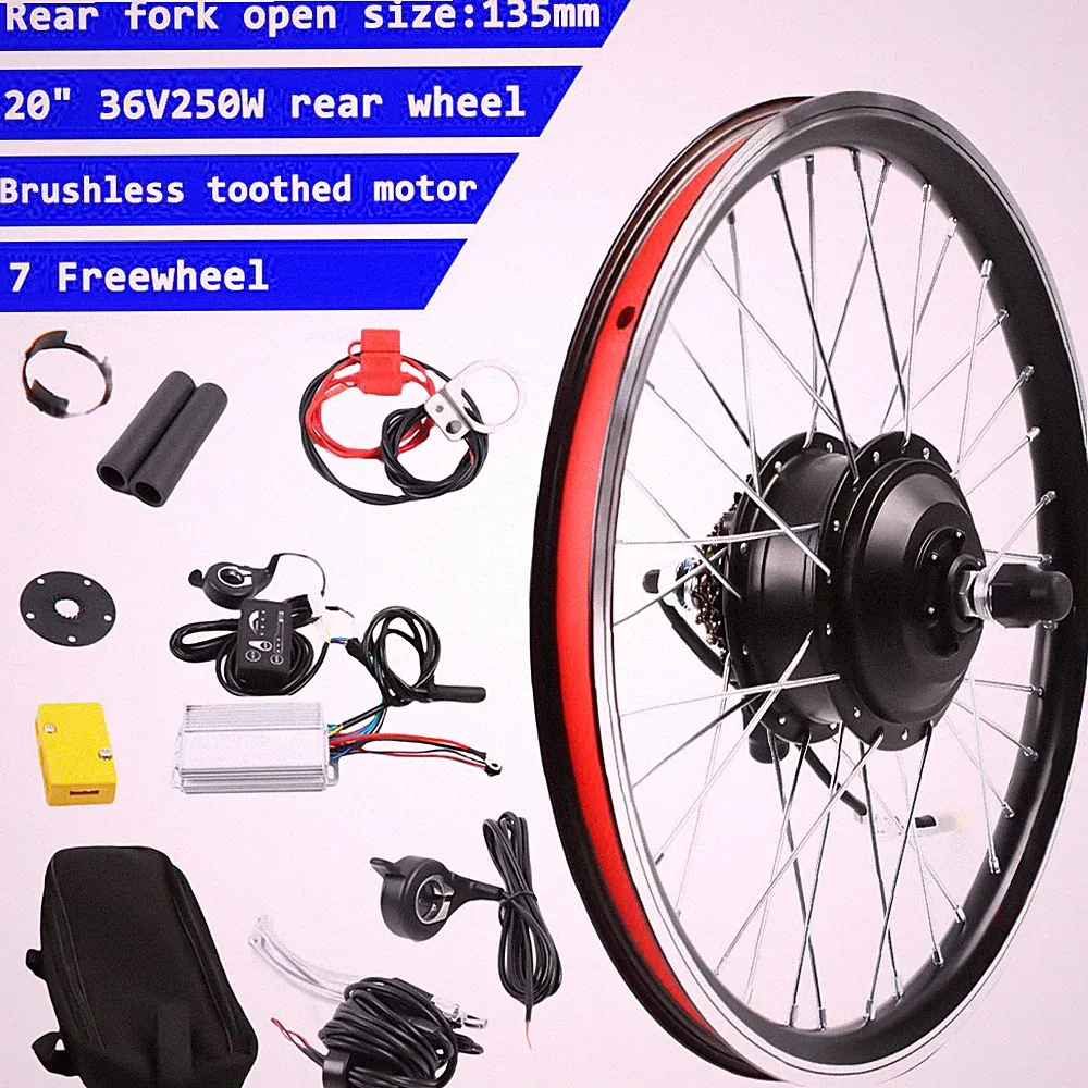 20 inch LED Rear Wheel Motor Hub Electric Bicycle E-Bike Conversion Kit 36V 250W