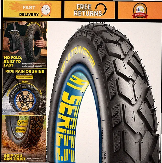 26" Fat Tire E-Bike Tire - Durable All-Terrain MTB Tire, High-Performance, Robus