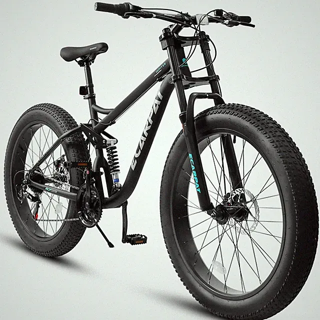 26" Mountain Bike Full-Suspension 21 Speed Disc Brake 26x4" Fat Tire
