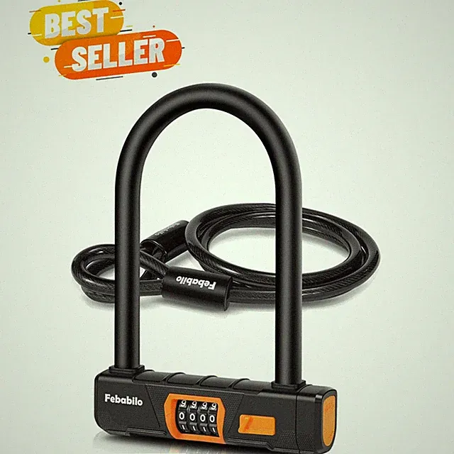 4-Digit Resettable Bike U Lock - Large Secure Lock for E-Bikes & Scooters