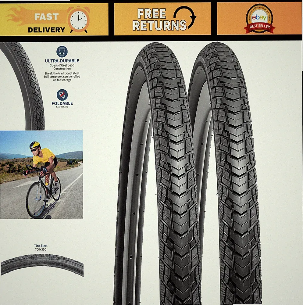 700C Gravel Bike Tires 700x35C 37-622, Durable Bicycle Tires, 2 Pack, All Terrai