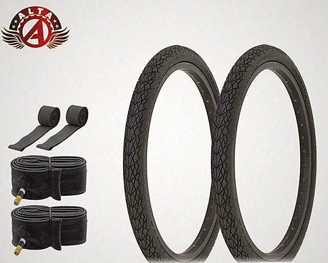 ALTA DURABLE BICYCLE WIRE BEAD TIRES 20 x 1.50 BLACK SLICK/SMOOTH TREAD 8PC SET.