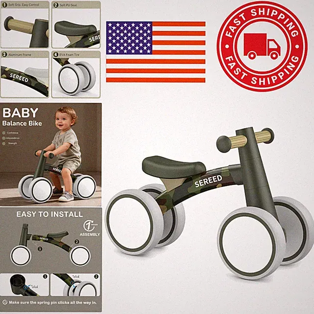 Baby Balance Bike with 6.7 Inch Wheels Lightweight Durable for Indoor Outdoor