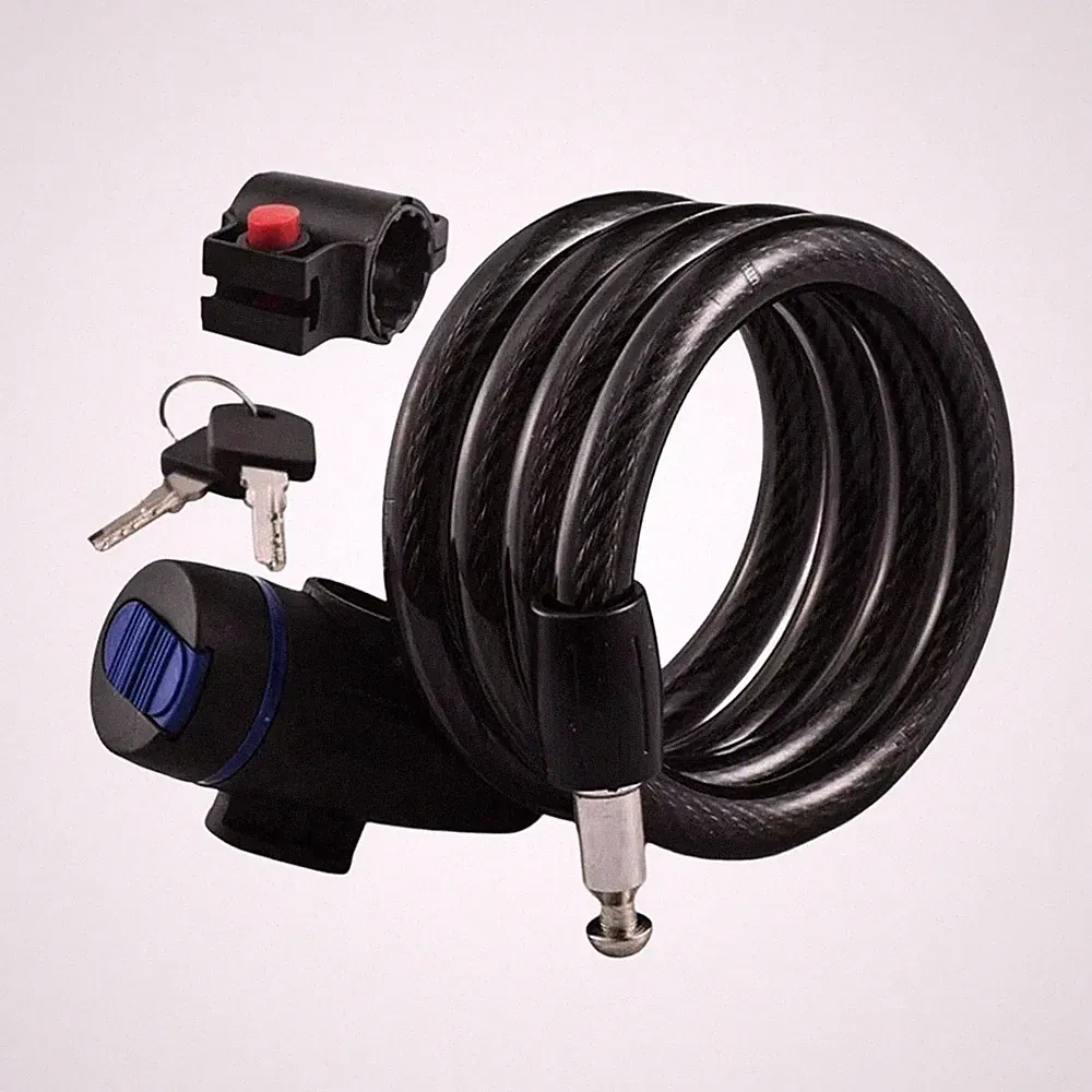 Bike Lock Heavy Duty Cable Anti Theft Bicycle 2 Key Security Chain Scooter Lock