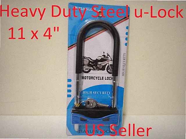 Bike Motorcycle Bicycle Scooter U Lock Heavy Duty anti theft long 11x4" w/3 keys