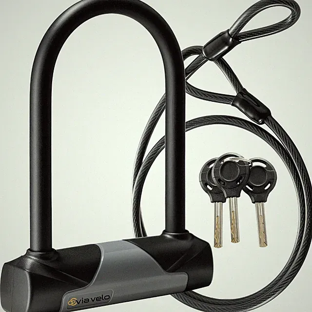 Bike U-Lock with Cable Heavy Duty Anti-Theft 8mm Braided Steel 4ft Security
