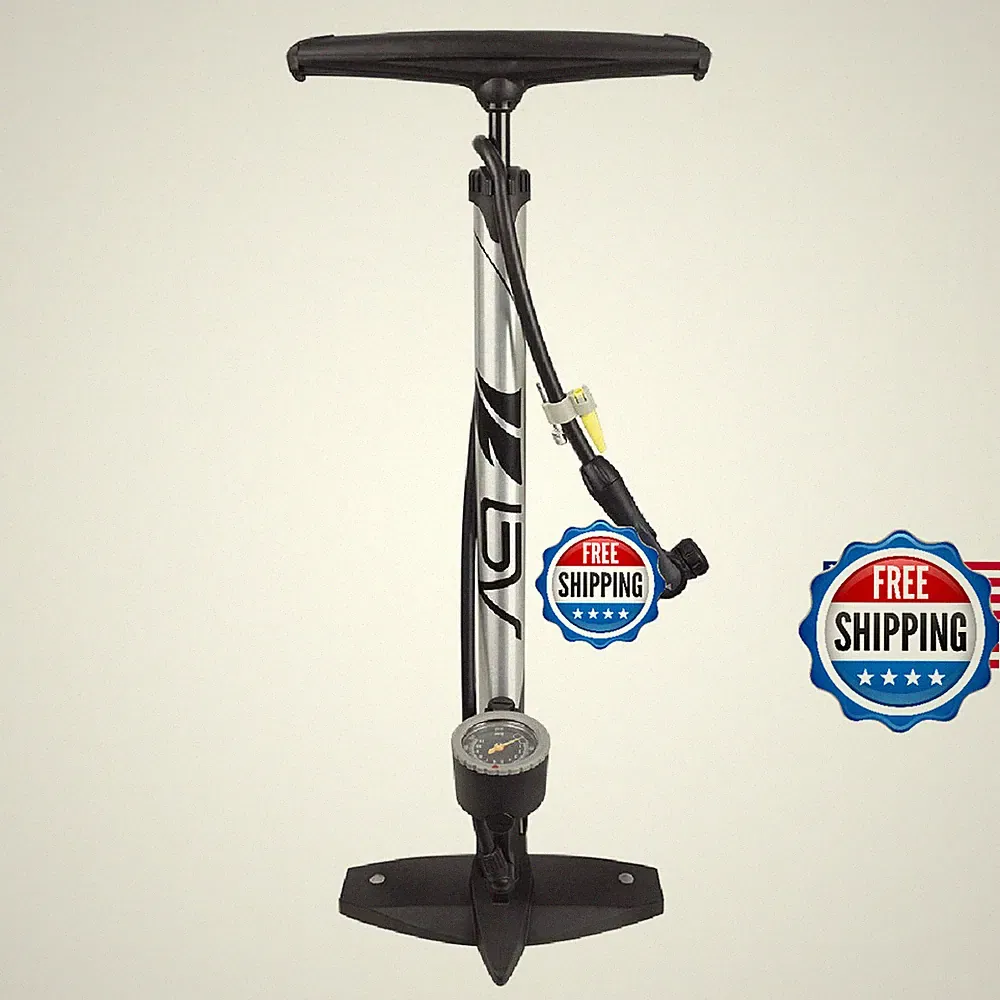 Bv Bicycle Pump Durable Bike Floor Pump 17/24 Inch Smart Valve Head 160 Psi