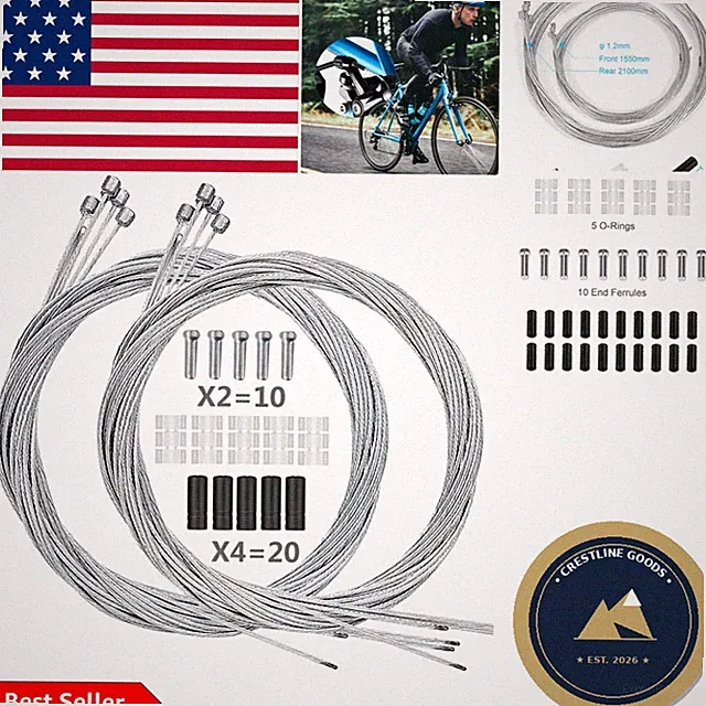 Complete Bicycle Shift Cable Set - 10 Durable Cables for Mountain and Road Bikes