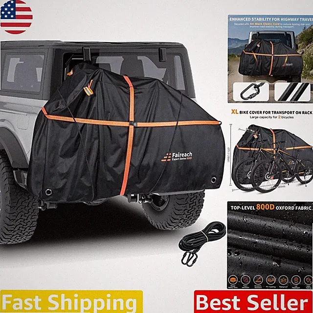 Durable 2 Bike Transport Cover - 800D Oxford PVC, Windproof, Reflective, Storage