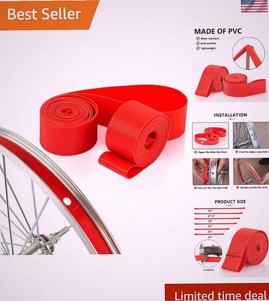 Durable Bicycle Rim Liner - 16-29in Universal Protection, 2 High-Quality Strips