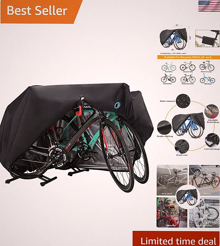 Durable Outdoor Bicycle Cover for 2-3 Bikes with Lock Hole - Black & Waterproof