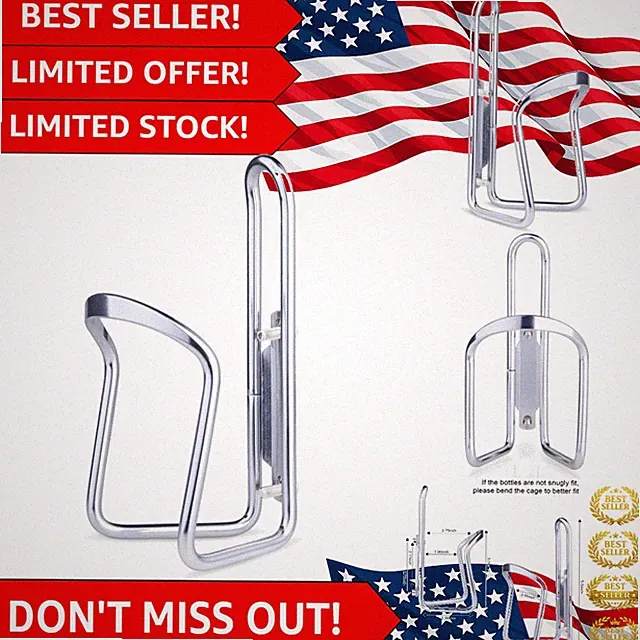 Durable Silver Bicycle Water Bottle Cage Holder - Fits Most Bottles Securely