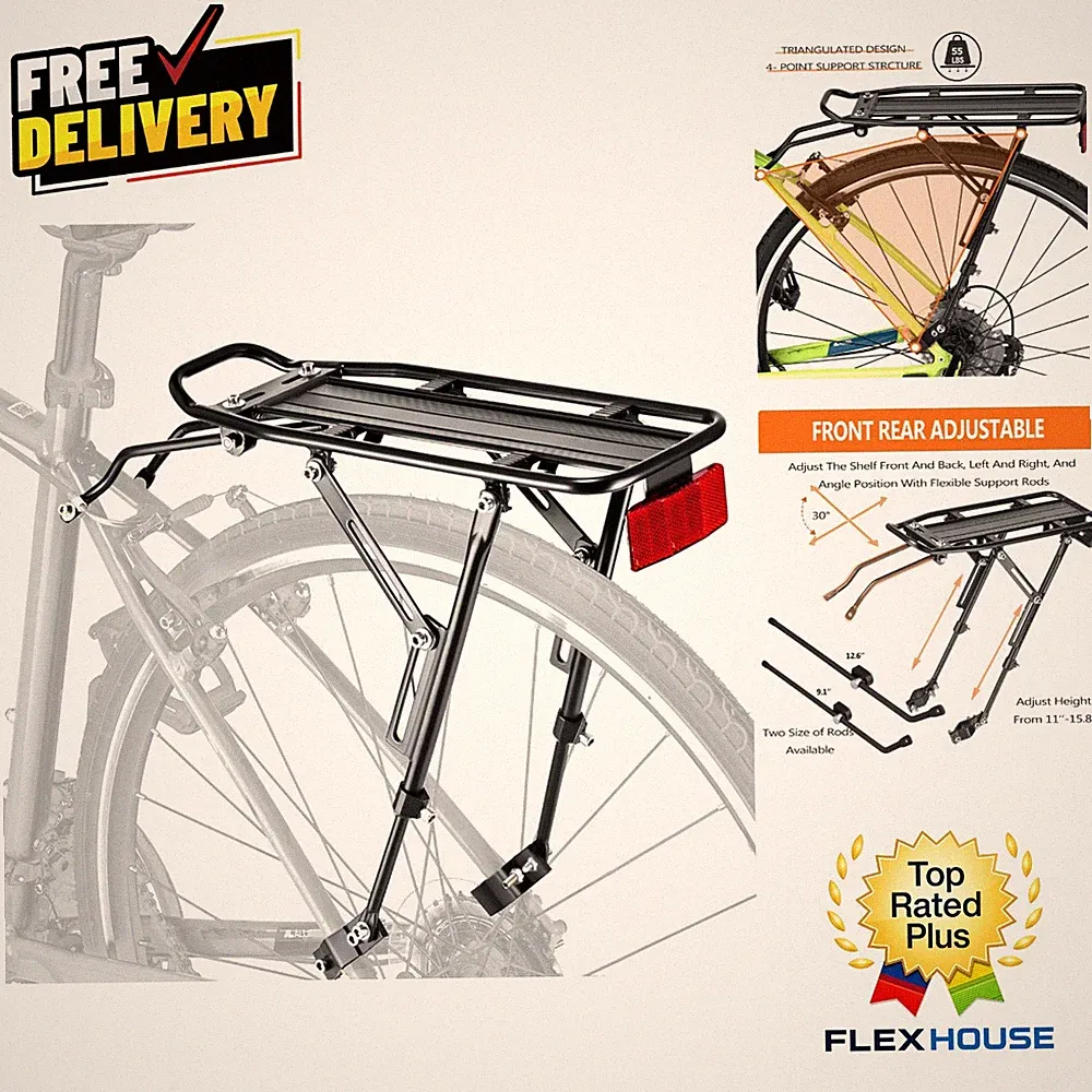 Durable Touring Bike Rack with Adjustable Structure & High Visibility Reflector