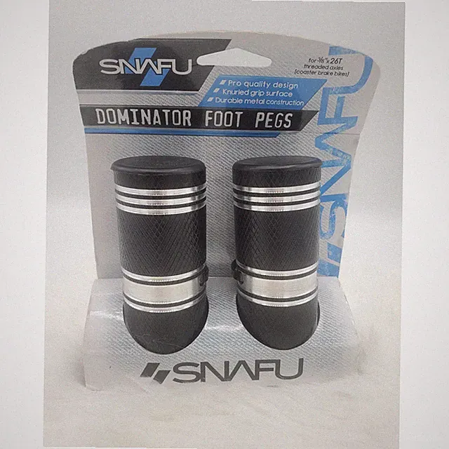 New! SNAFU DOMINATOR FOOT PEGS Biking metal gear black silver 4" pair