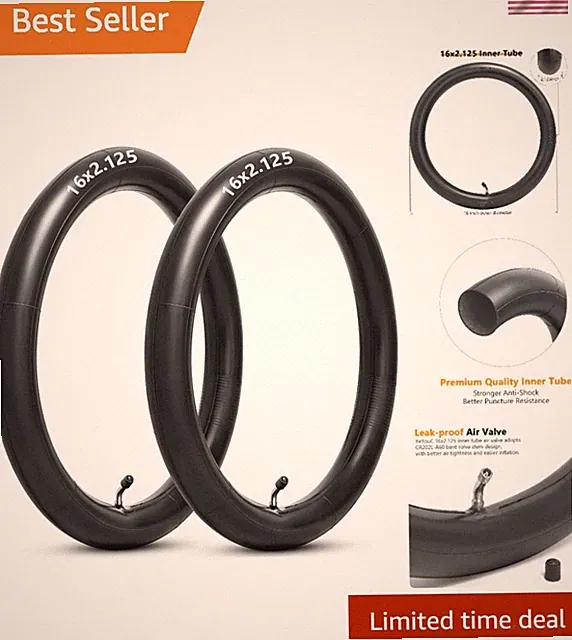 Reliable 16x2.125 Bike Inner Tubes - Fits Electric Bicycles & More (2 Pcs)