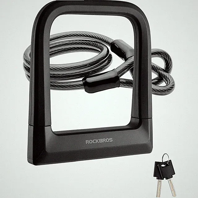 ROCKBROS Bike U-Lock with 4Ft Cable,Bicycle Security Lock Heavy Duty Anti-Theft