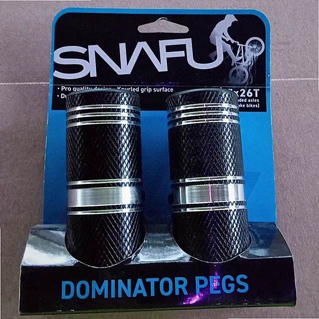 SNAFU DOMINATOR BMX Freestyle Metal Foot Pegs 3/8 x 26T Black/Silver Pro Quality
