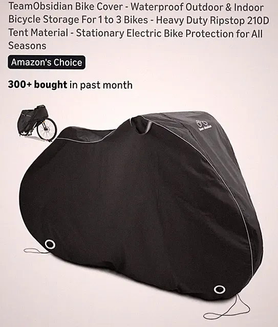 Team Obsidian Heavy Duty Bike Cover-1 Bike-Size L-Black-Waterproof-NEW OPEN PKG