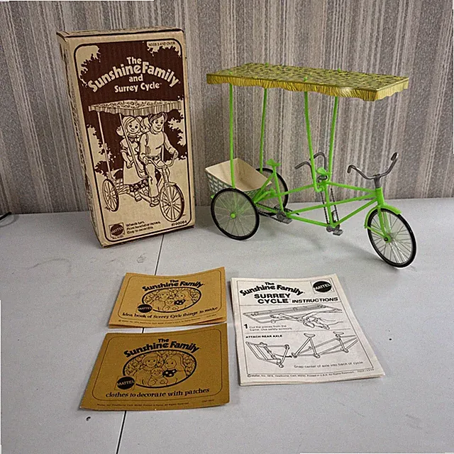 The Sunshine Family Surrey Cycle Tandem Bike Mattel Vintage 1974