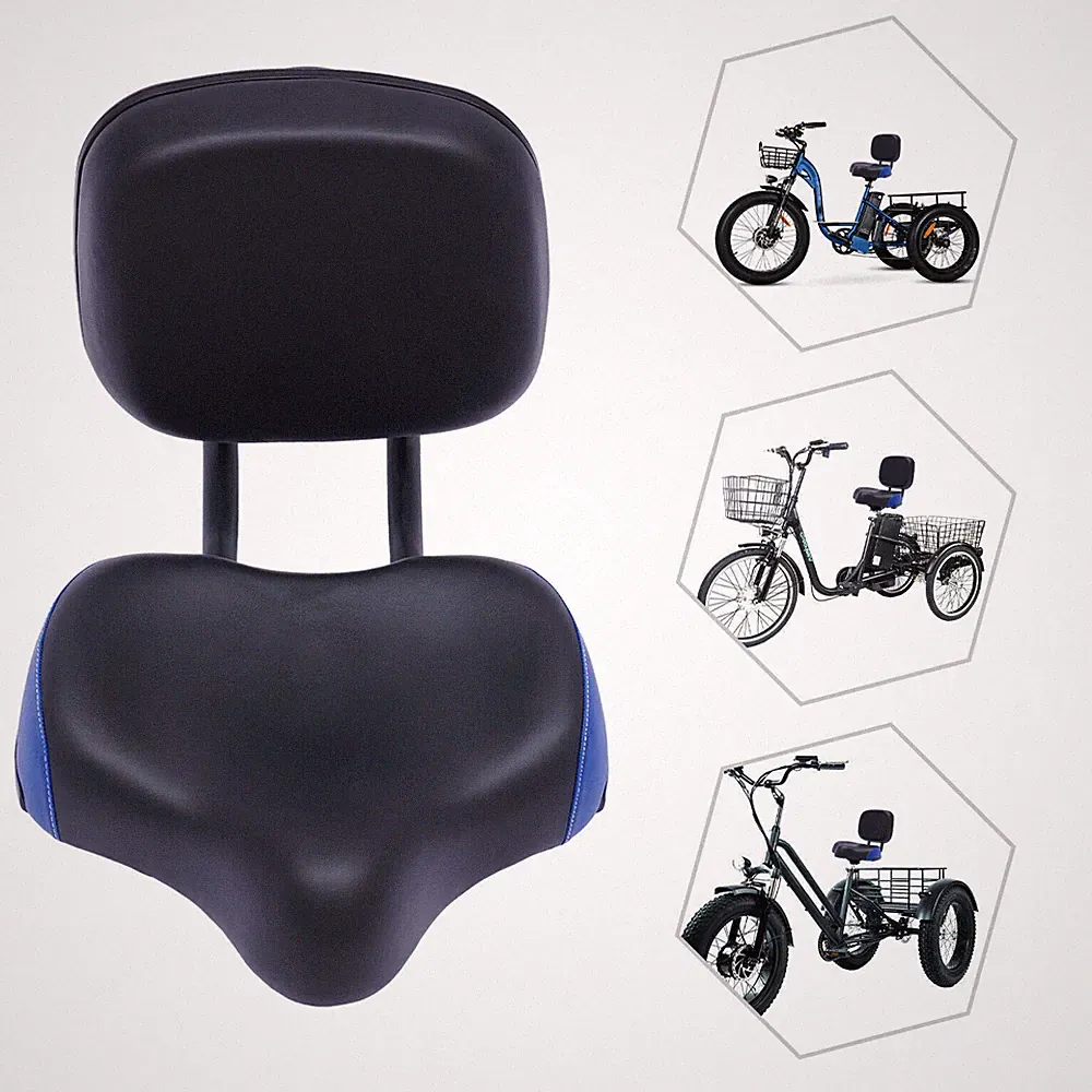 Universal Bicycle Seat Large Comfort Wide Saddle Seat With Back Rest Cushion NEW