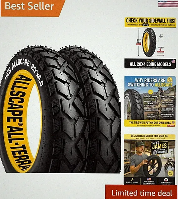 Versatile 20x4 E-Bike Fat Tires for Street & Trail Riding – High-Density Rubber